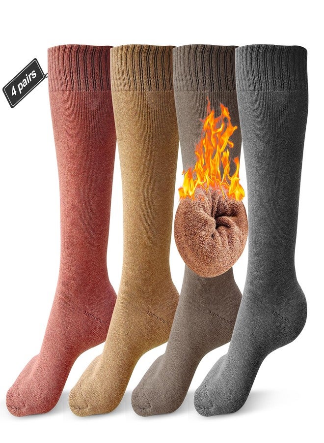 mickee Knee High Socks for Woman, Boot Sock/Long Sock Cotton Thermal Socks for Hiking Skiing Winter Gifts-4pairs - Image 1